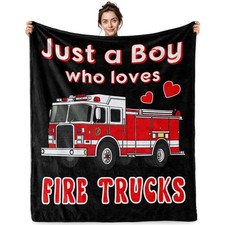 Fire Truck Gifts Blanket for Fire Truck Blanket for Truck Lover Boys Red Truc...