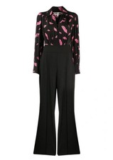 DIANE VON FURSTENBERG STERLING CREPE WIDE-LEG JUMPSUIT IN LIPS SQUARE SIZE 2