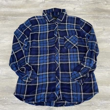 Rails Women L 100% Rayon Blue Flannel Long Sleeve Button Up Shirt Top