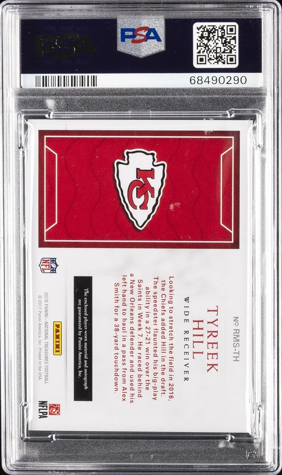 2016 NATIONAL TREASURES RC MATERIALS SIGNATURES TYREEK HILL 39/99 PSA 10 AUTO - Image 2 of 2