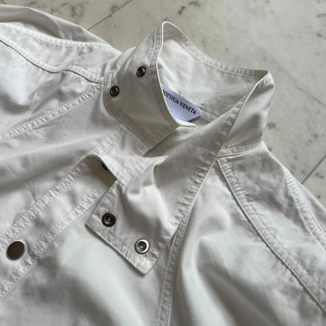 Abito camicia Bottega Veneta bianco cotone taglia 38 bottoni a pressione look pulito