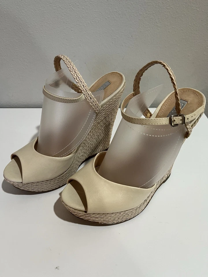Sandalias Schutz para mujer Oyster Mable cuña plataforma tacón talla 6 cuero correa al tobillo Foto 4 de 4