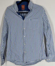 Original Penguin Men's 32 Blue/White Check Slim Fit Woven Cotton L/S Button-Up