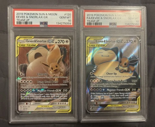 Eevee Snorlax Gx Pokemon Tag Team Team Up 120 171 Sequential Psa 10 Set