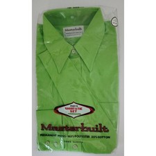 VINTAGE NEW Bright Green Men's Collared Shirt Poly/Cotton Blend Size 16-33