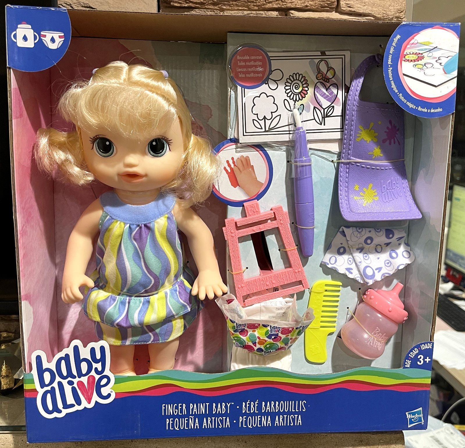 Hasbro Baby Alive Finger Paint Baby Doll 2016 Blond Drink & 