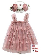 BGFKS Layered Tulle Tutu Dress for Toddler 12 Months Flower Dusty Rose