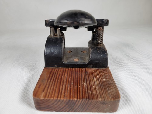 Hole Punch Vintage Heavy Duty Cast Metal Wood Base Rare Prop - Picture 4 of 11