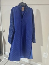 Crush Dark Blue Indian Pakistani Kurta Men s Size Medium Kameez Embroidery