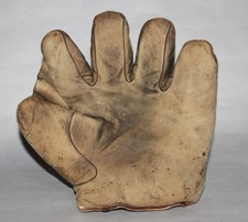 Antique Vintage 1910's Spalding red label sewn web split finger baseball glove