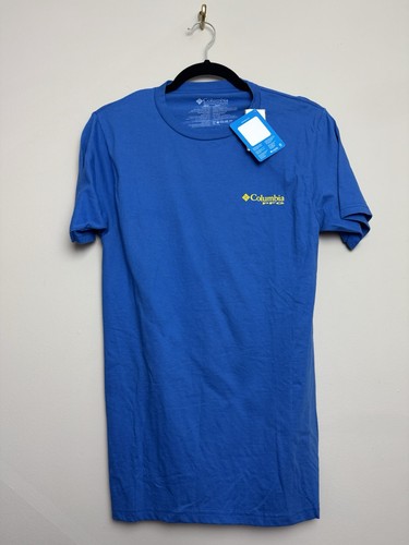Camiseta de pesca Columbia de manga corta para hombre pequeña de algodón PFG azul con logotipo de perro - Imagen 2 de 5