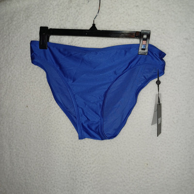 DKNY Womens Classic High-Rise Bikini Swim Bottom UPF 50+ Blue Size Large (EK)