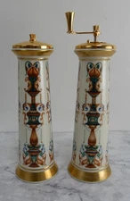 Vintage Lenox Lido Salt & Pepper Mill  Shakers Hand Decorated & 24K GOLD