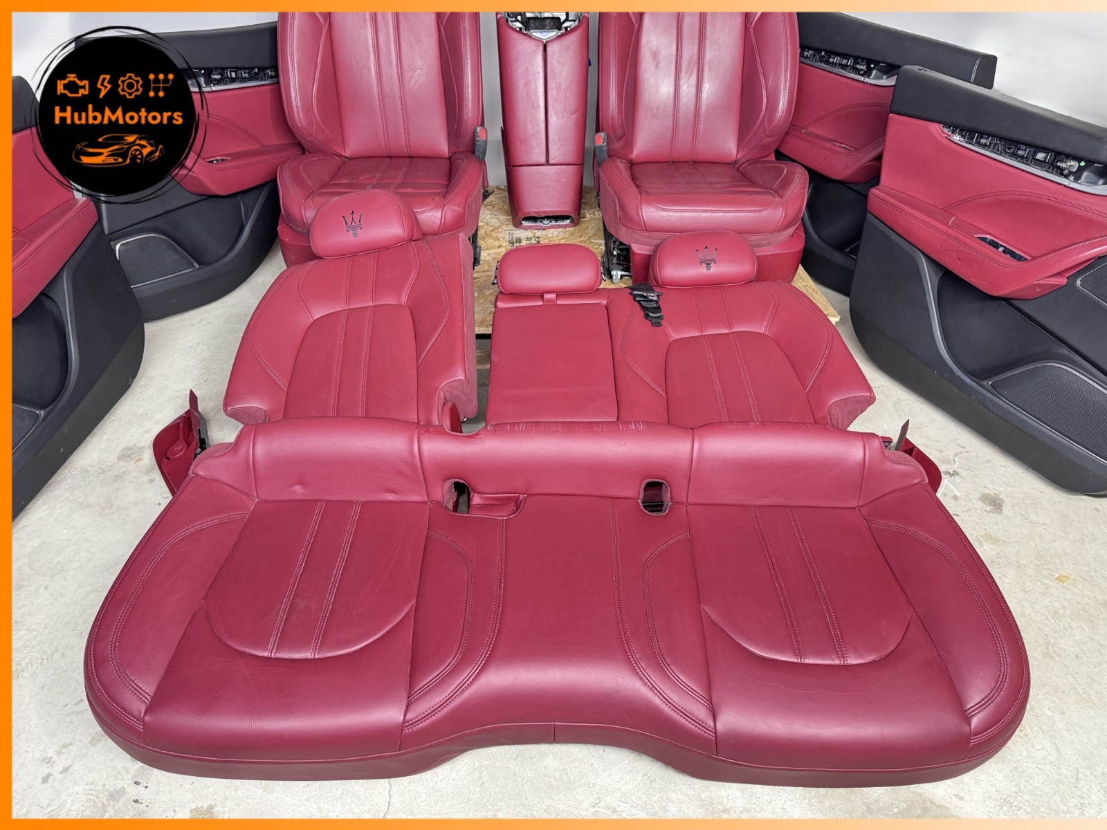 2017-2024 Maserati Levante Front Rear Seats Red Leather Interior Door Panels Set