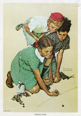 Norman Rockwell Vintage Art 2 Prints Knuckles Down Golden Days 5x7 Americana