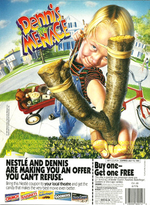 1993 Dennis The Menace Nestle Crunch Goobers Movie Promo vintage Print AD