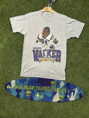 VTG Hershel Walker 34 Minnesota Vikings Single Stitch Grey M Cotton T-shirt 1987