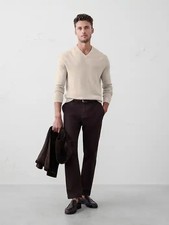 Banana Republic Men's Merino Wool V-Neck Sweater Oatmeal, Size M 