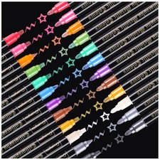 Sunshilor Metallic Markers Calligraphy 1 Count Pack of 12 , Multicolor