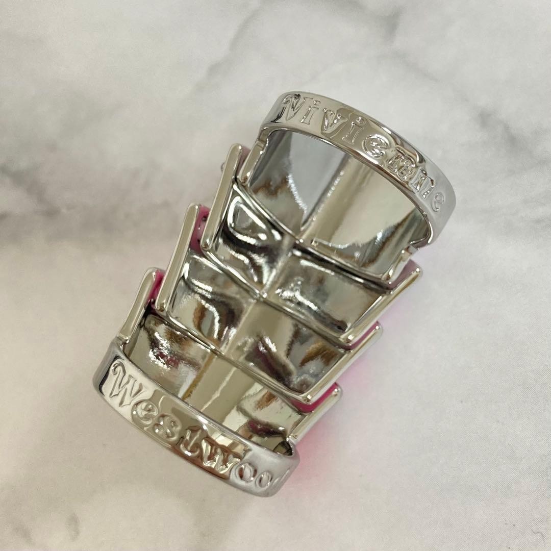 Vivienne Westwood ARTEMIS Armor Ring Pink Silver Size 6.5-7