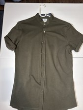 Camicia uomo Academia Zara media preppy finto collo cotone bottoni oliva usata in ottime condizioni