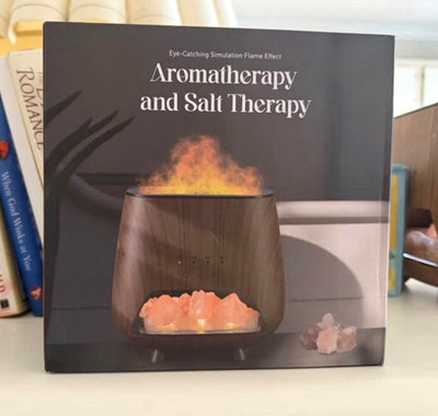 Simulation Flame Effect Aromatherapy Essential Oil Diffuser, Brown, 200 ml
