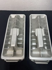 Vintage Frigidaire Quickube Ice Cube Tray Aluminum Metal Quick Release Lot of 2