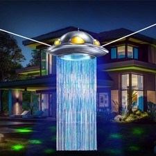 Alien Door Curtain Party Decorations,Colorful Golden Light Blue