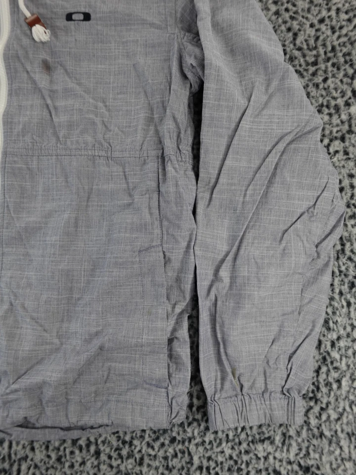 Chaqueta para mujer Oakley gris algodón cremallera completa con capucha ventilada, talla L grande Foto 4 de 4