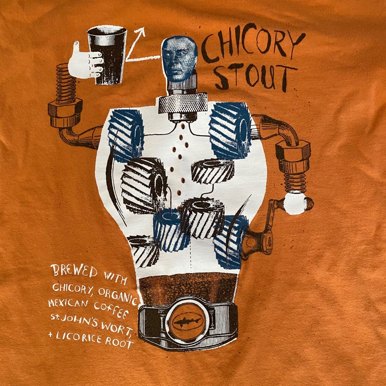 Dogfish Head Chicory Stout Orange Graphic T-Shirt 90s Rare Mens Small image 6