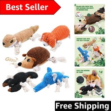 Interactive Plush Dog Toys Bundle - 5 Animal Squeakers for Teething Puppies