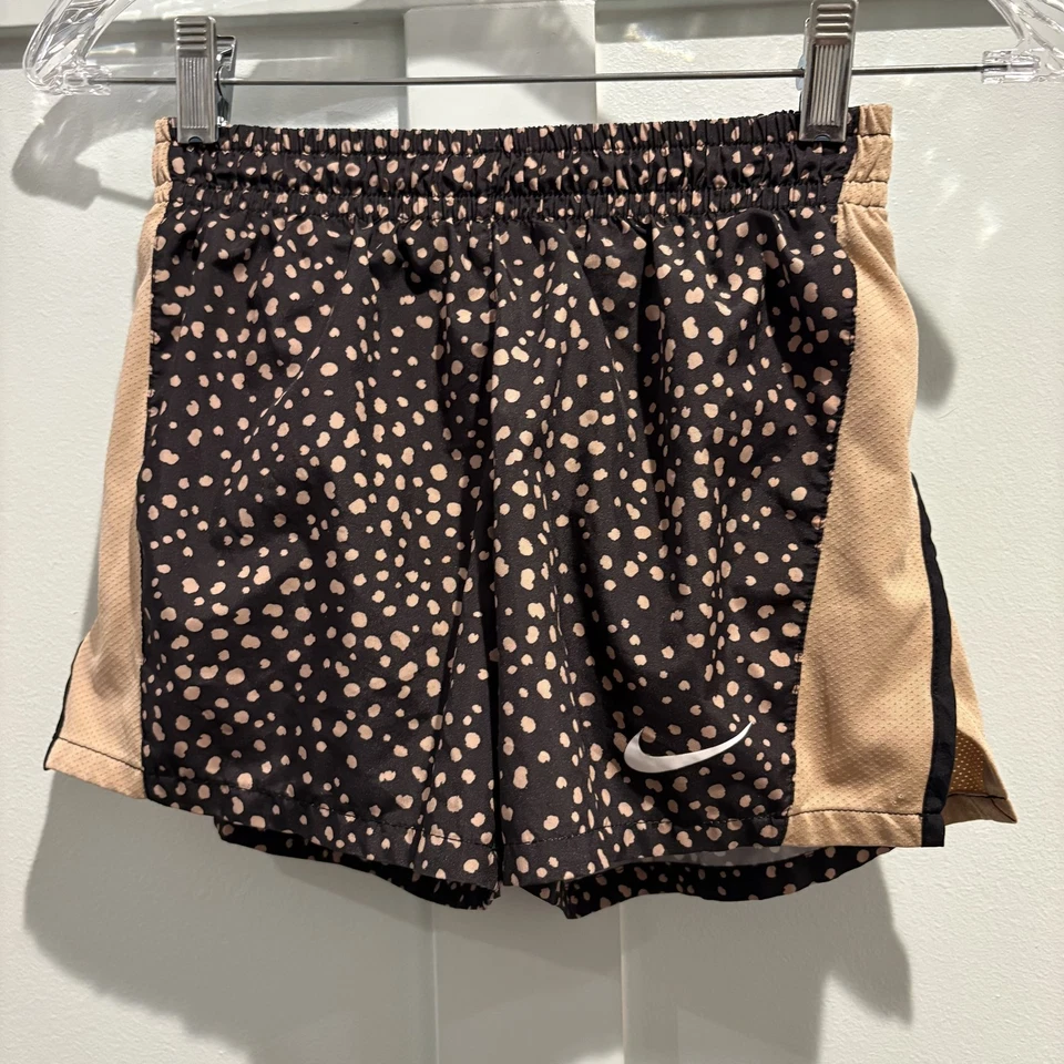 Nike Dri-FIT Tempo Running Shorts Girls Large Black Tan Dot Lightweight Athletic - Image 4 of 4