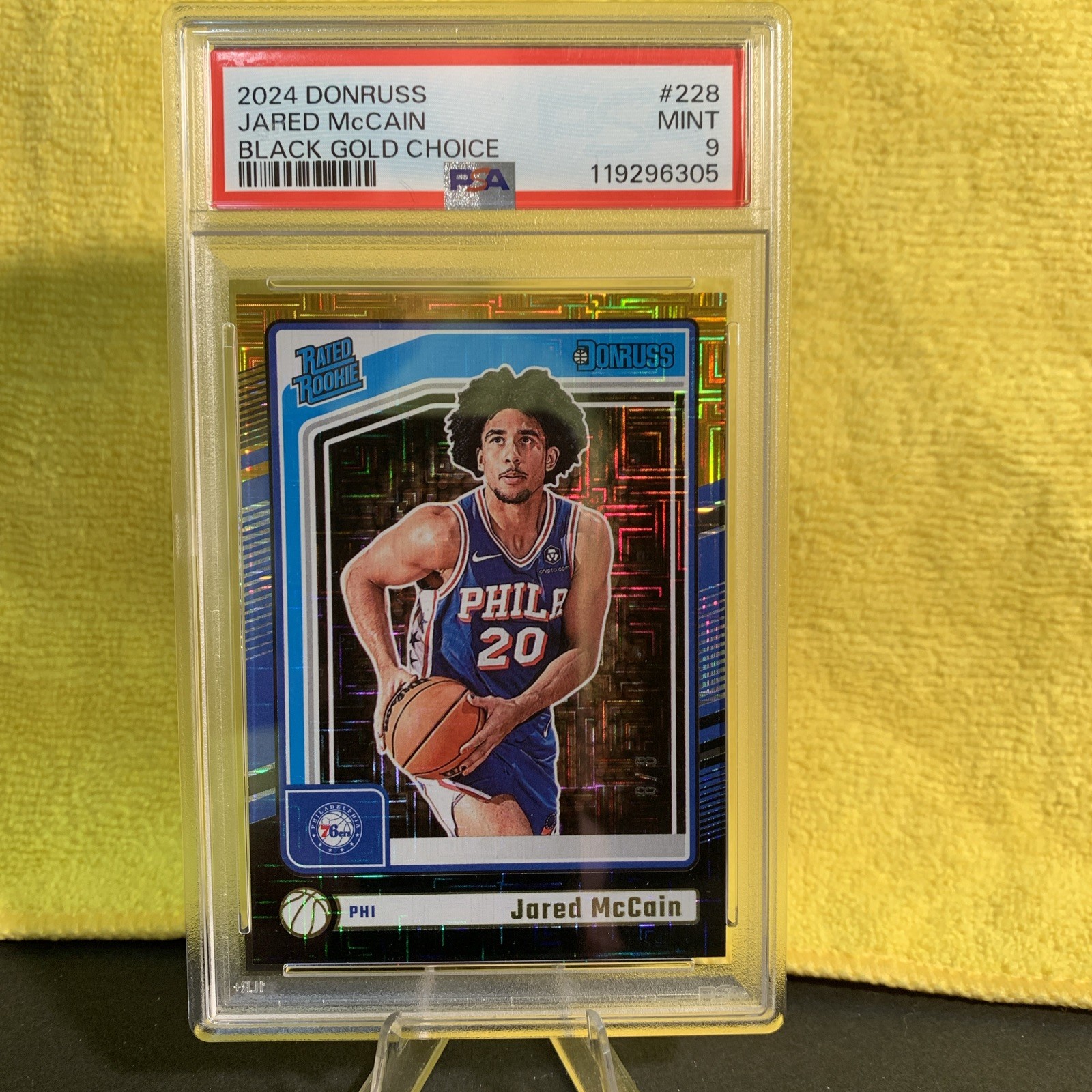 2024 PANINI NBA DONRUSS JARED McCAIN BLACK GOLD CHOICE #228 PSA 9 8/8