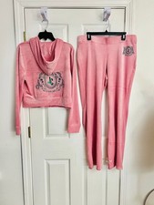 NWT Juicy Couture Rose Pink Velour Tracksuit Set hoodie and pants Y2K