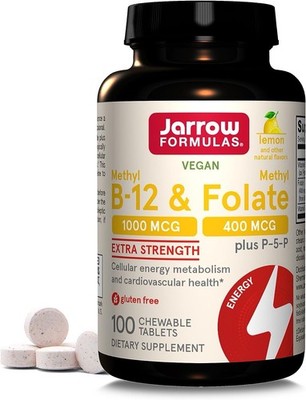 Jarrow Formulas Methyl B-12 & Methyl Folate Lemon Flavor 1000 mcg / 400 mcg NEW