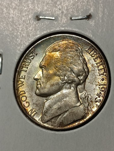👉1943-P*RPM* DIE CLASH Nickel Stunning Rainbow Toning FULL STEPS BU CHOICE # - Picture 3 of 17