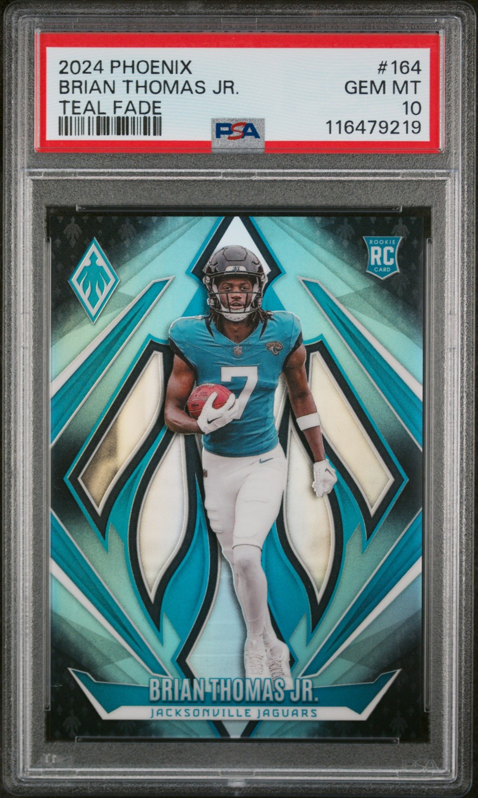 2024 Phoenix #164 Brian Thomas Jr TEAL Fade /72 RC PSA 10 *POP 2* Color Match