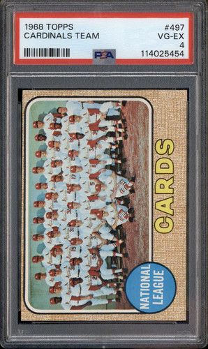 1968 Topps #497 Cardinals Team PSA 4