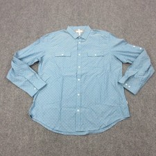 Calvin Klein Shirt Mens Large Blue Geometric Cotton Long Sleeve Button Front