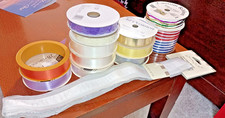 Lot Of 13 Rolls Ribbon Various Brands Sizes and Colors.