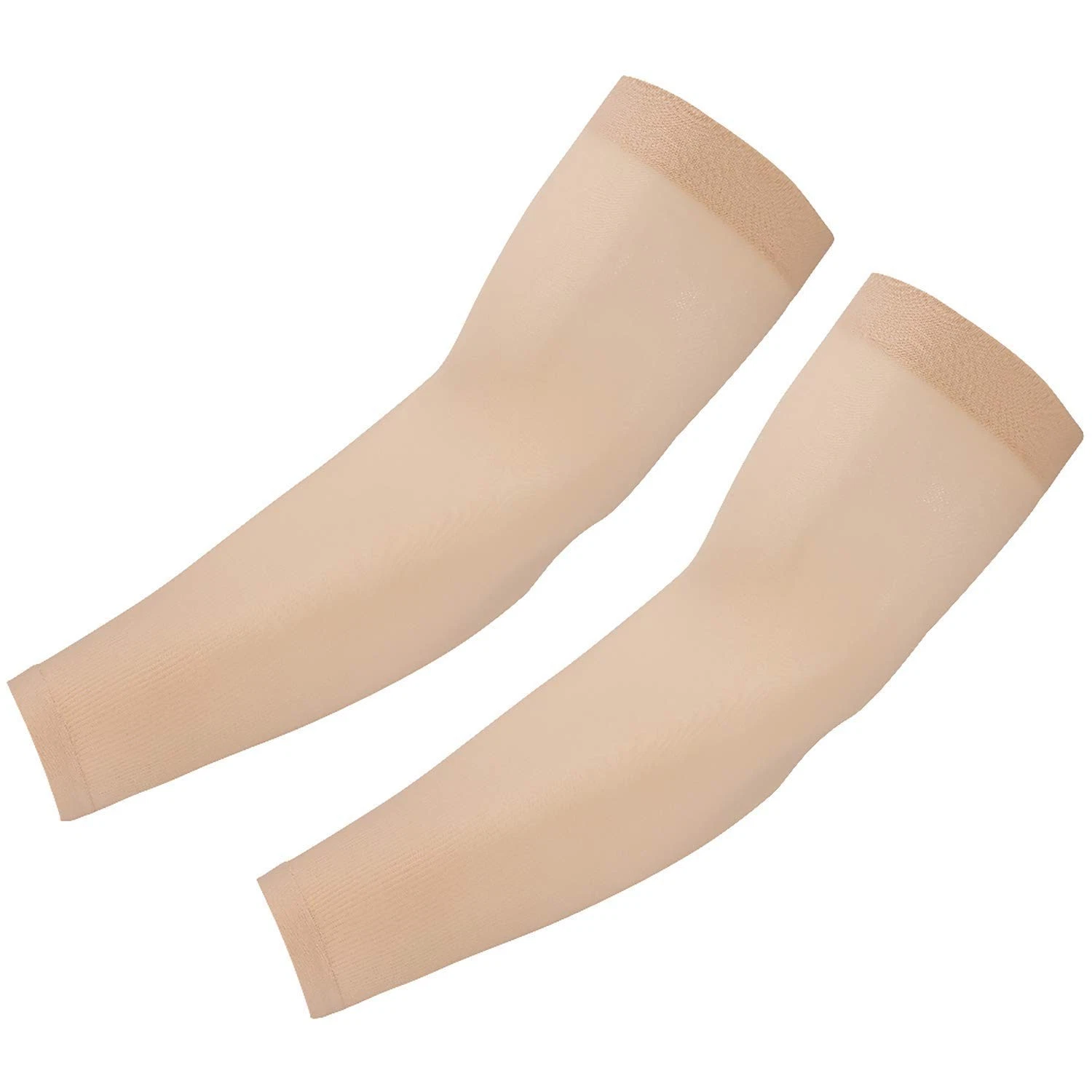 UV Protection Compression Arm Sleeves Non Slip Cooling Arm Protection Arm Warmers Beige