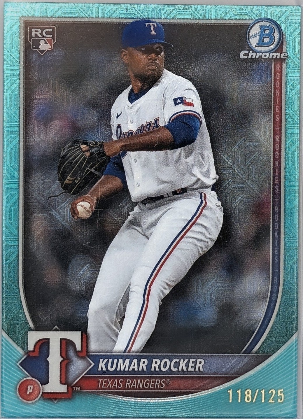 2025 Bowman Chrome - Kumar Rocker, Kumar Rocker #98 Aqua Geometric ...