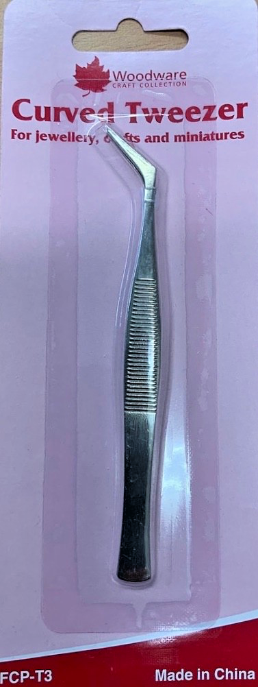 Woodware Curved Fine Tip Tweezers Jewellery Miniatures Birthday Card Making