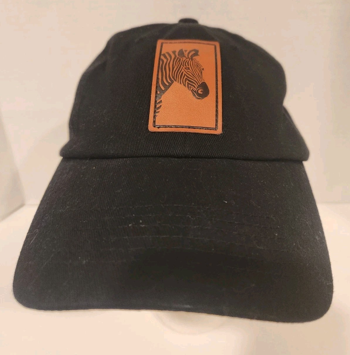 Wildlife Zebra Leather  Patch Hat Adjustable Back… - image 1