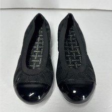 Vionic Allora Ballet Flats Slip On Patent Cap Toe Black 5 Orthaheel Balletcore