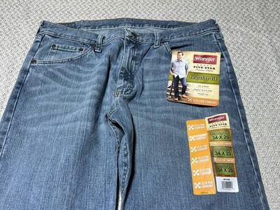 NeW Wrangler 34x29 Regular Fit Mens Jeans Five Star Premium Denim Flex NWT