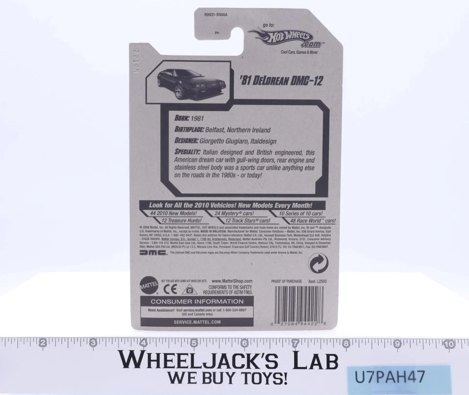 Hot Wheels 81 Delorean DMC-12 2010 Nuevos Modelos Tarjeta Larga 15/44 NUEVO SELLADO Foto 2 de 4