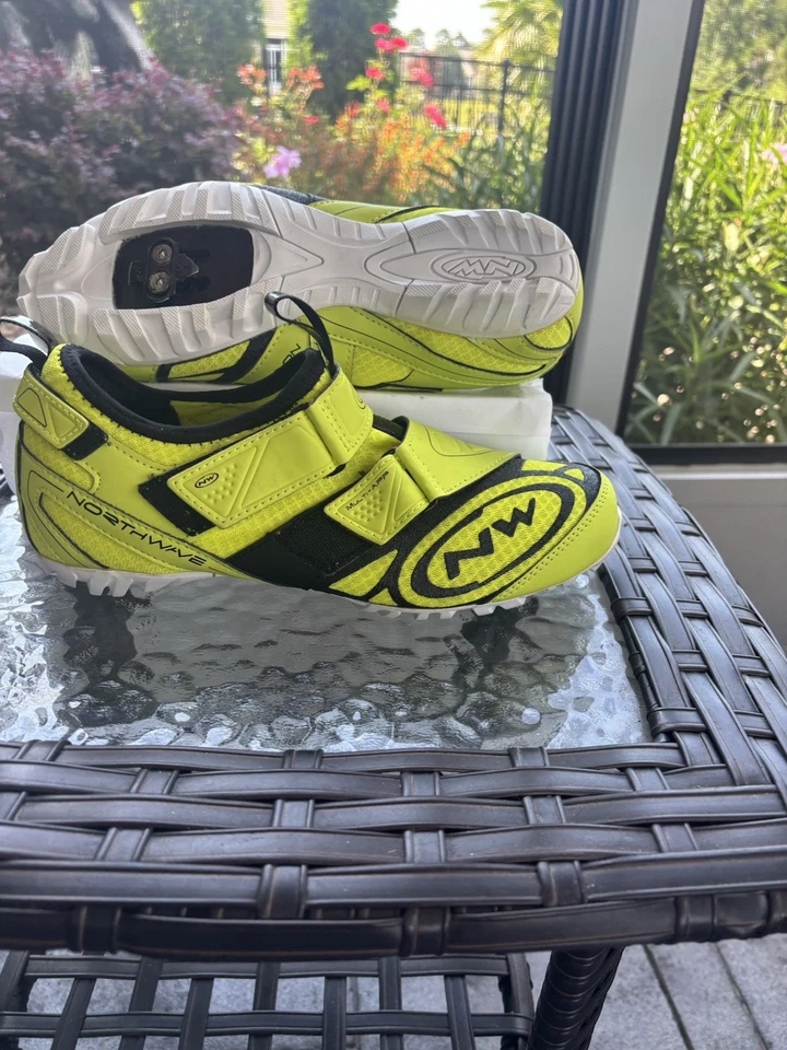 Northwave Multi App MTB/Spin 男女通用骑行鞋 美国 8.5 码 荧光灯 黄色 — 第 3/4 张图片