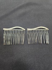 Vintage Rhinestone Hair Combs (Pair), Silver-Tone
