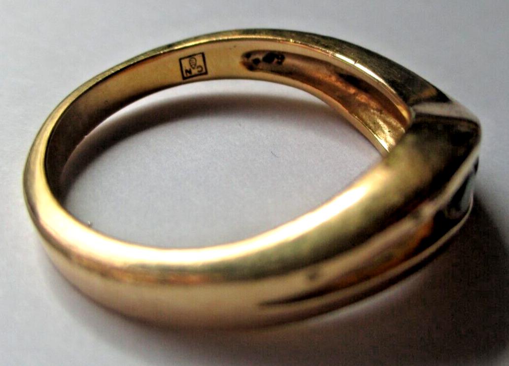 Bague Vintage Plaquée Or Poinçons Cristaux Diamant - Taille 60 - Bijou Ancien - Occasion